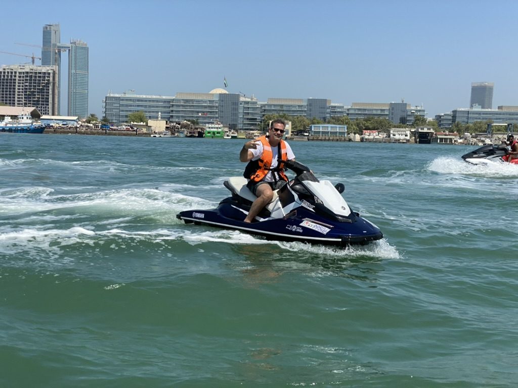 Rider in a life vest on the water