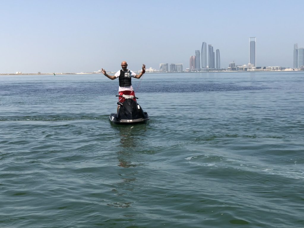 Rider celebrating on a jet ski